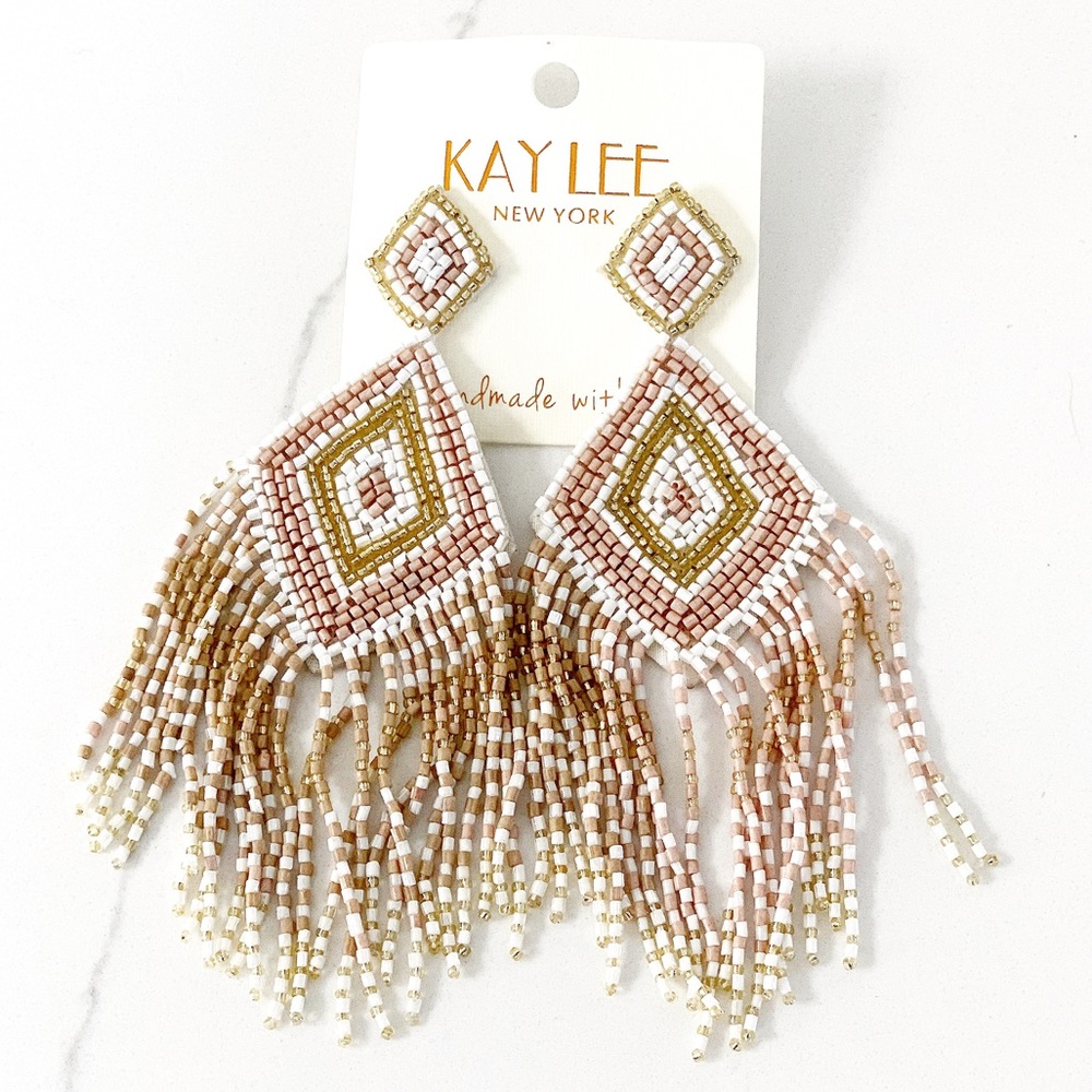 💝 FINAL SALE KAYLEE Handmade Beaded Tassel Earrings- Boho Drop Fringe Ea…
